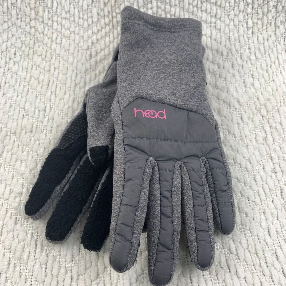Head Junior Girl's Hybrid‎ Gloves Grey Heather Pink Touch Screen Compatible Kids